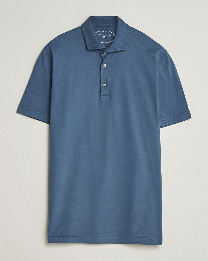 Fedeli Zero Organic Cotton Polo Steel Blue – Blå