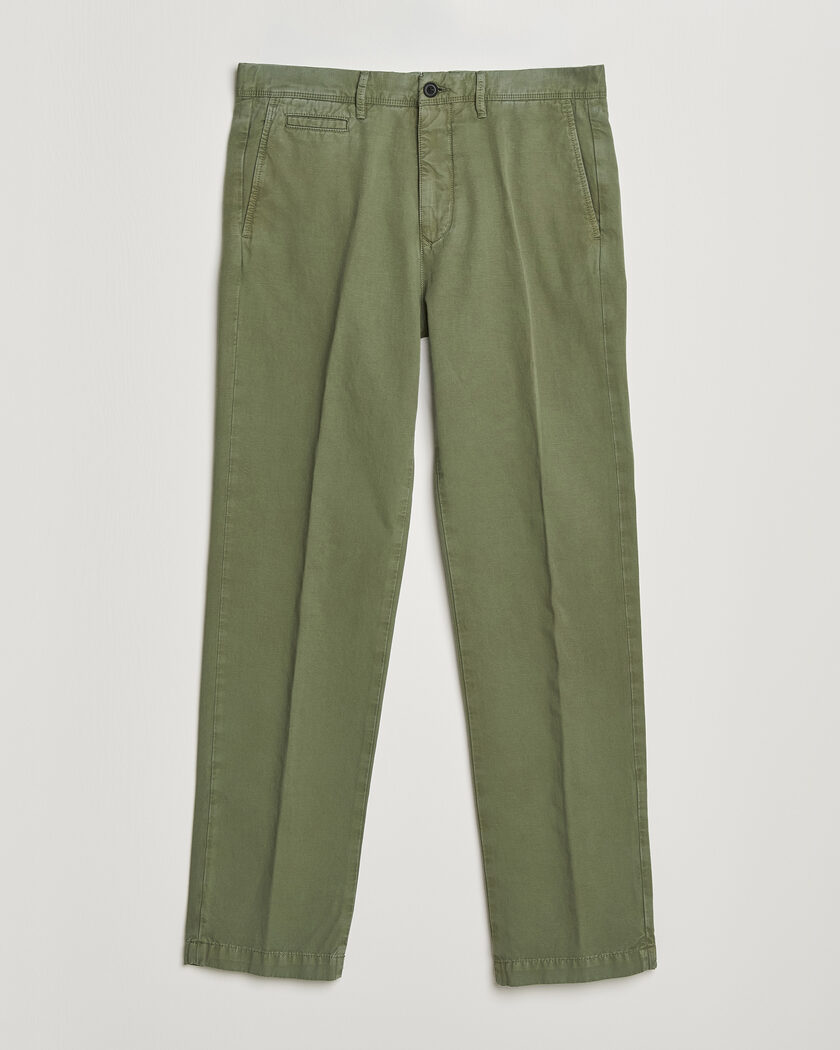 Incotex Regular Fit Cotton/Linen Slacks Military – Grøn