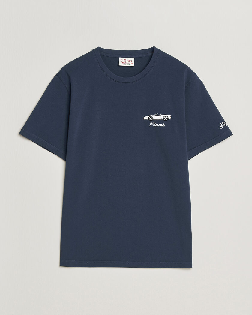 MC2 Saint Barth Printed Cotton T-Shirt Car Miami – Blå