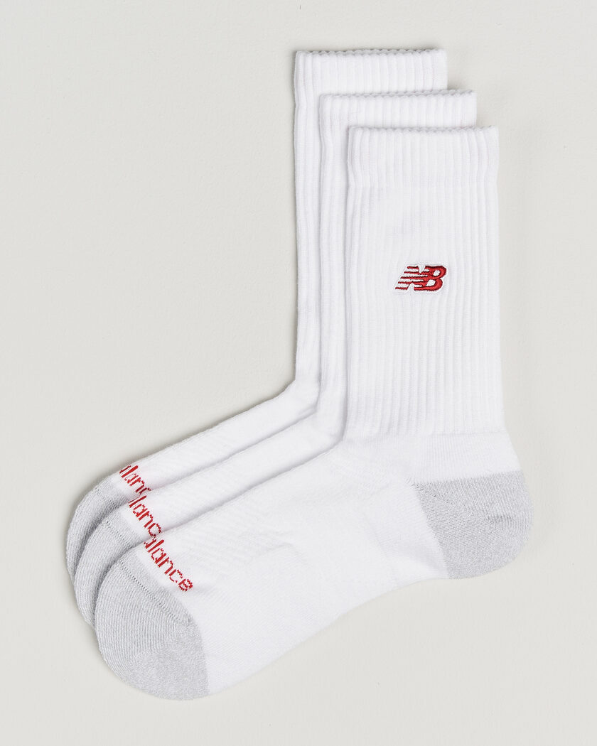 New Balance 3-Pack Active Premium Crew Socks White – Hvid