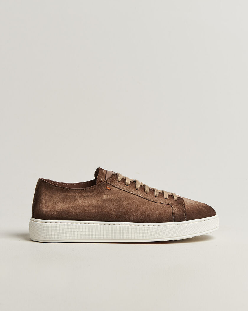 Santoni Cleanic Silk Suede Sneakers Dark Brown – Brun