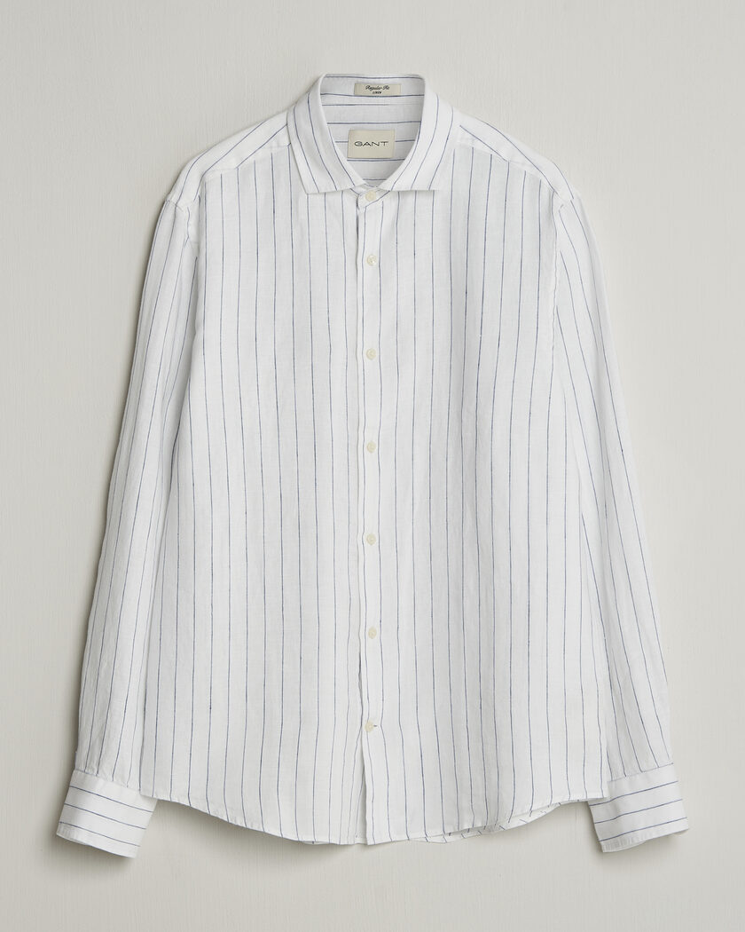 Gant Regular Fit Linen Striped Shirt White – Hvid