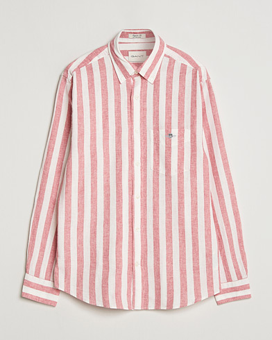 Gant Regular Fit Linen/Cotton Striped Shirt Rose Pink – Pink