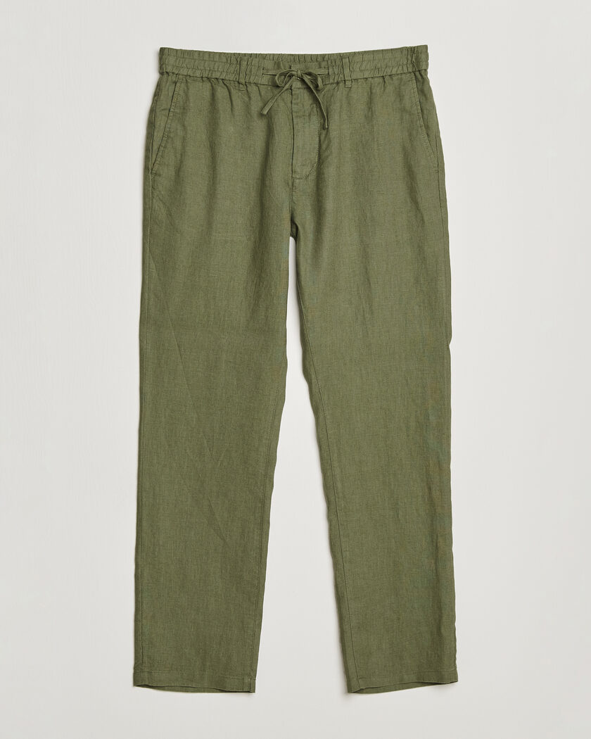 GANT Regular Fit Linen Drawstring Pants Dry Herb Green – Grøn