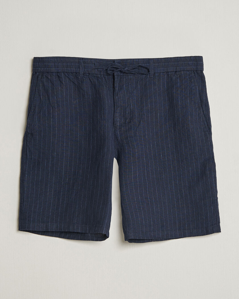 Gant Regular Fit Striped Linen Drawstring Shorts Evening Blue – Blå