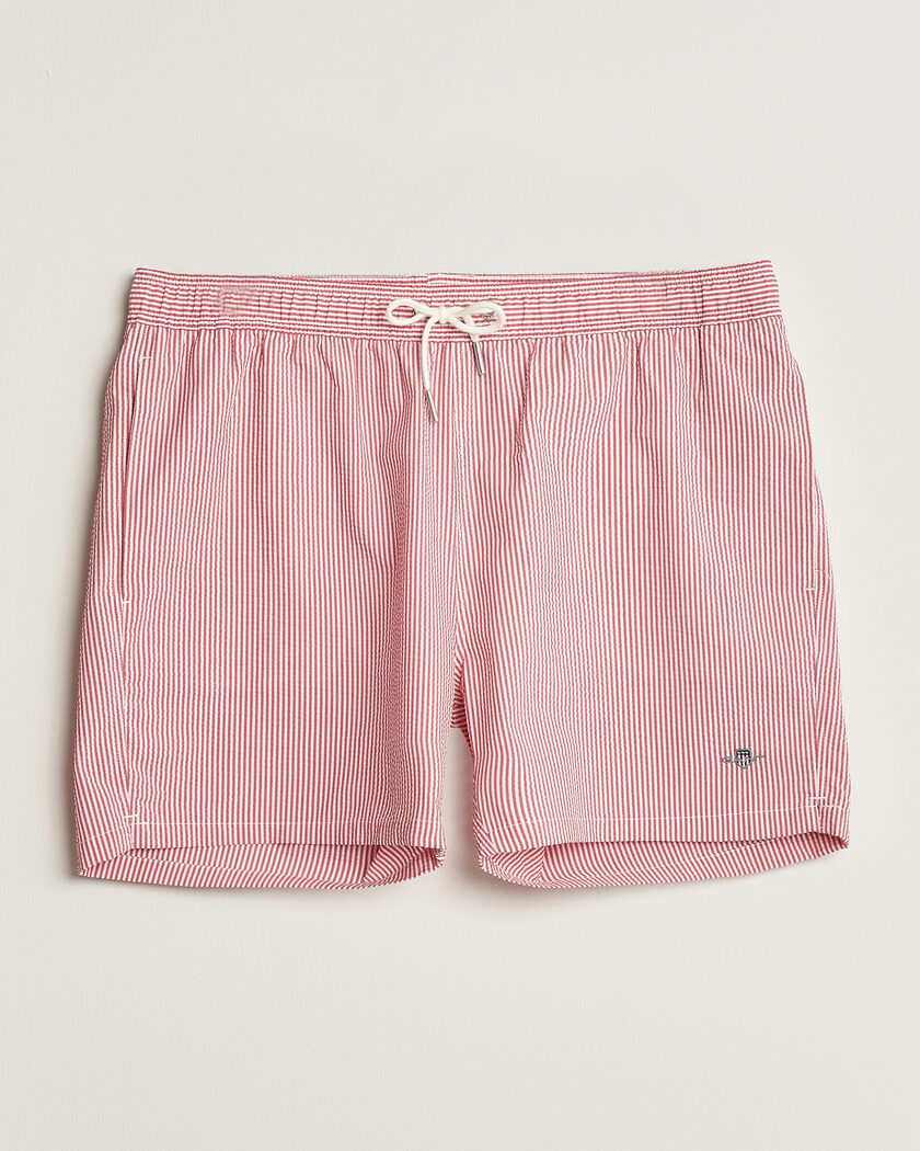 GANT Seersucker Striped Swimshorts Rose Red – Rød