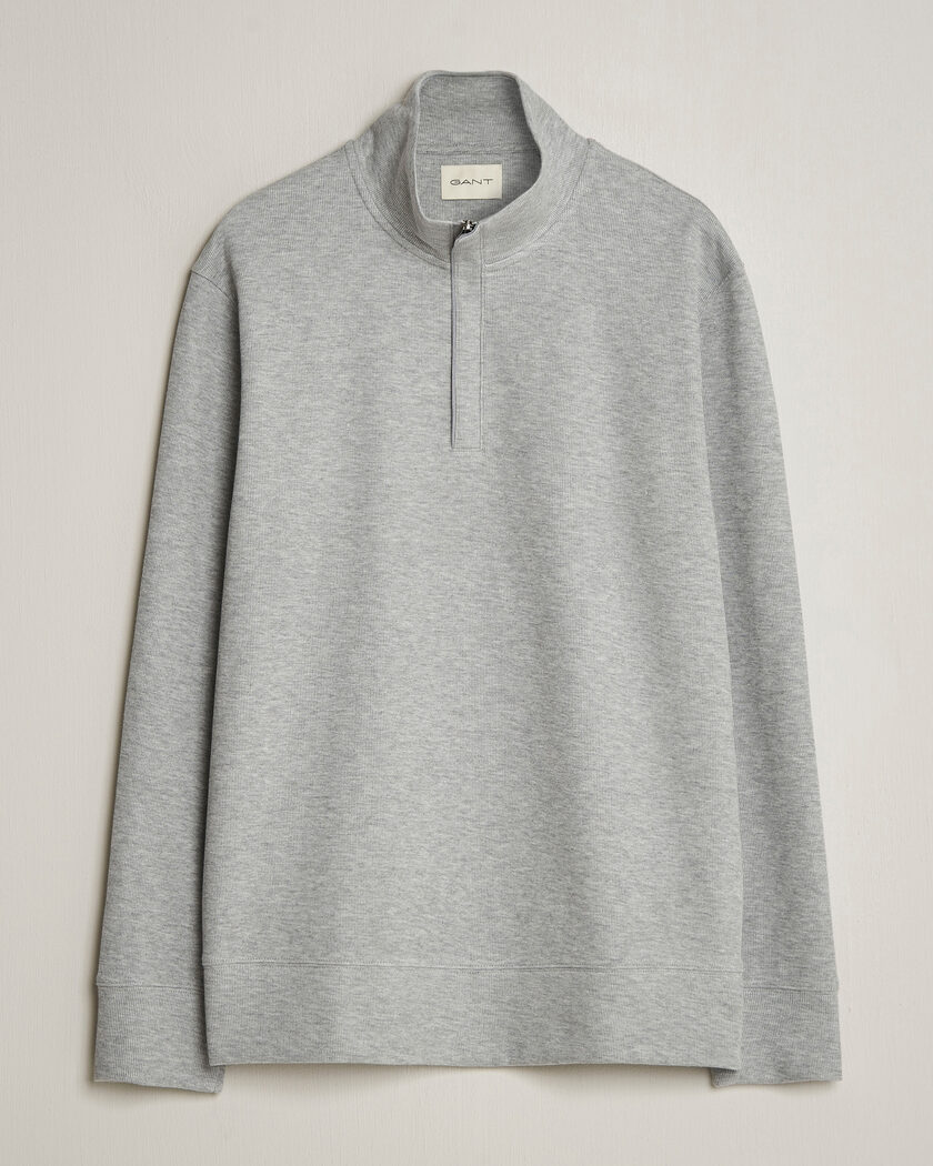 Gant Light Sacker Rib Half Zip Grey Melange – Grå