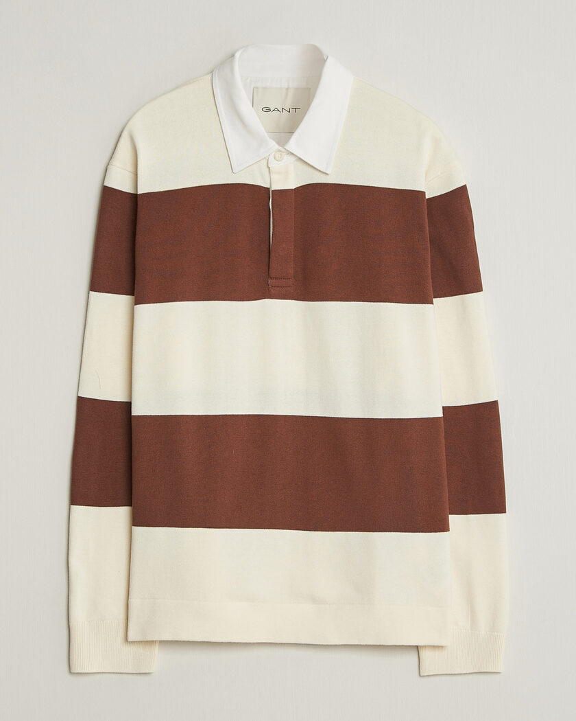 Gant Barstriped Knitted Rugger Cream/Brown – Flerfarvet
