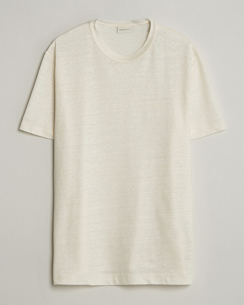 Gant Linen T-Shirt Creamed White – Hvid