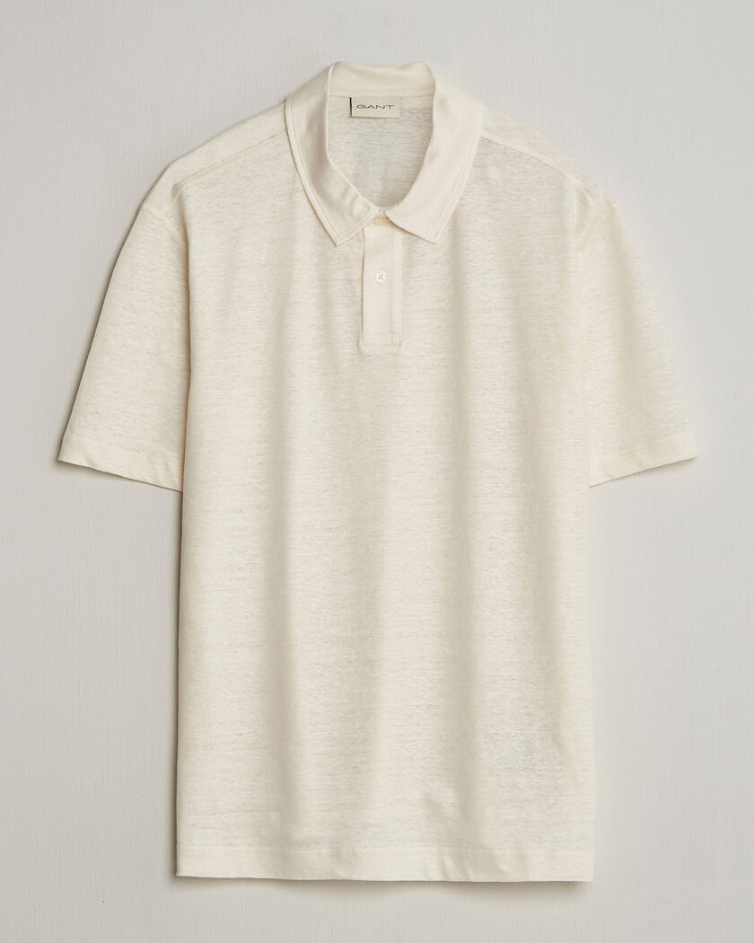 GANT Linen Polo Creamed White – Hvid