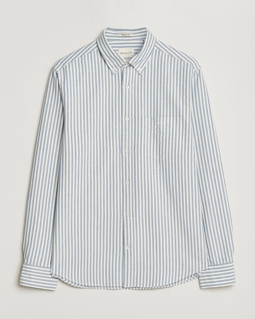 Gant Regular Fit Textured Striped Shirt Vintage Blue – Blå