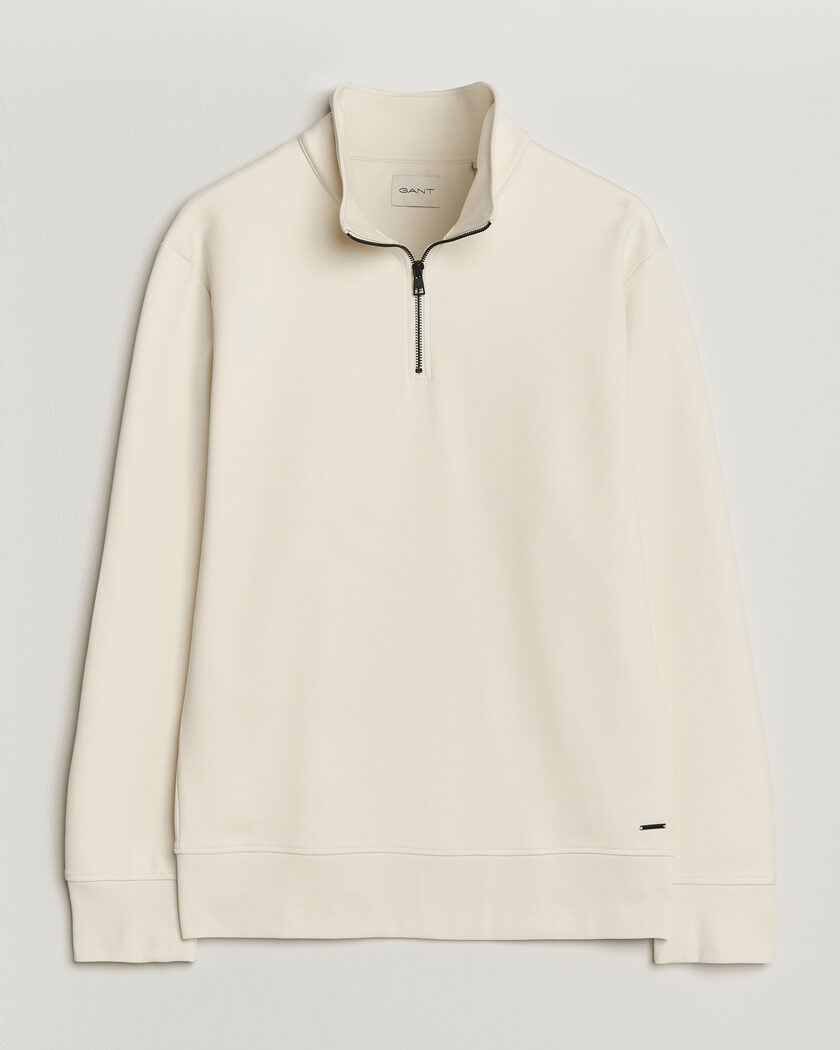 GANT Interlock Half Zip Creamed White – Hvid