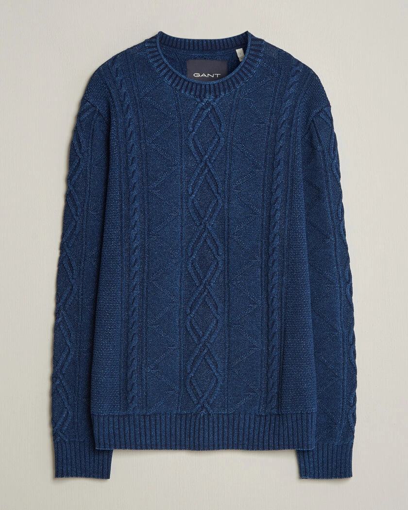 Gant Indigo Aran Knitted Sweater Rich Navy – Blå