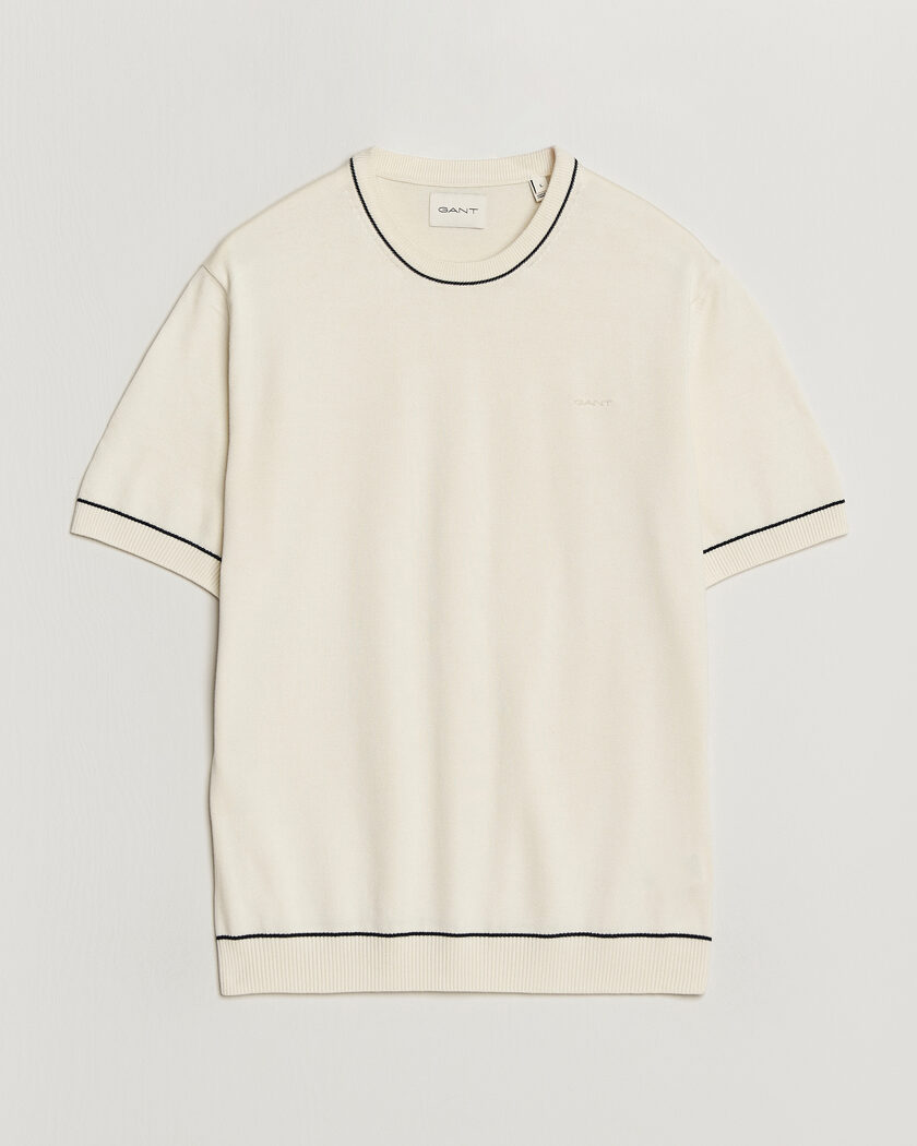 Gant Cotton/Model Knitted T-Shirt Cream – Hvid