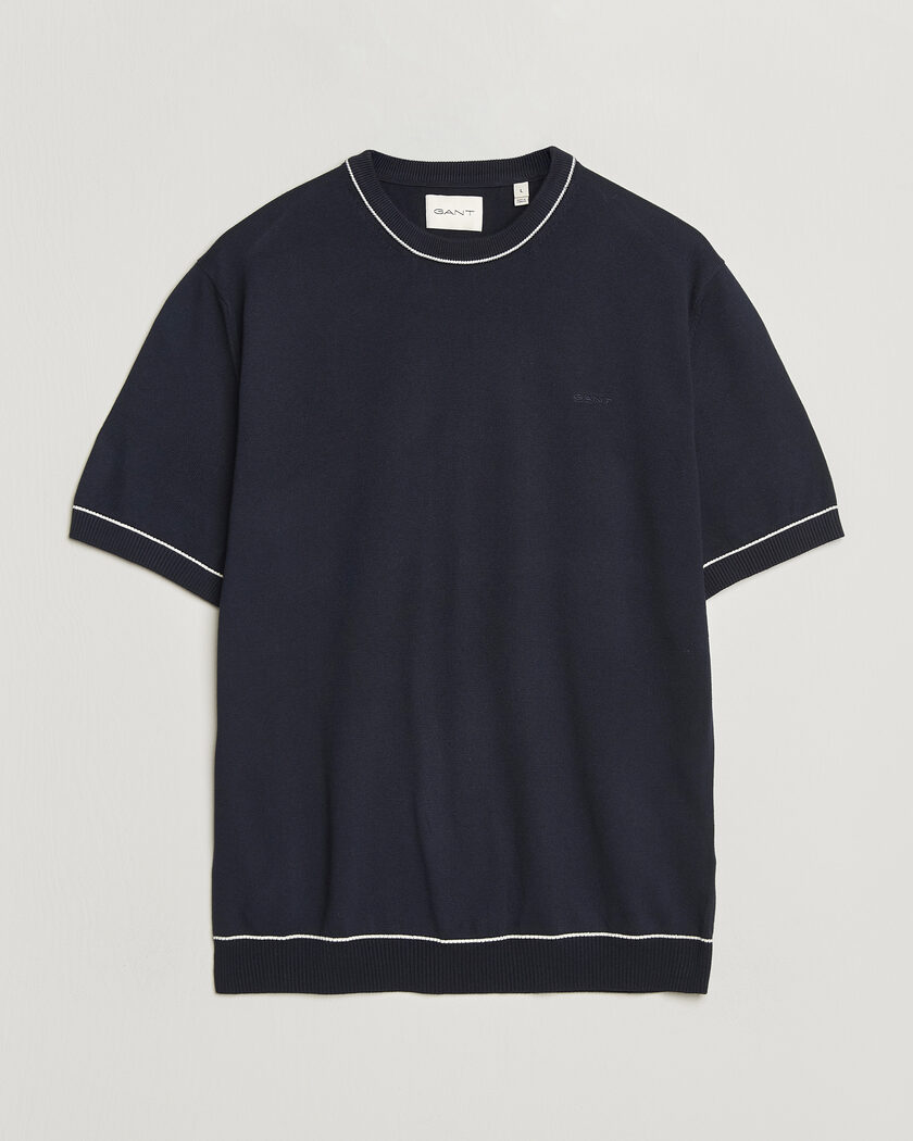 Gant Cotton/Model Knitted T-Shirt Evening Blue – Blå