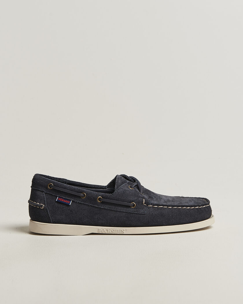 Sebago Docksides Suede Boat Shoe Blue Navy – Blå