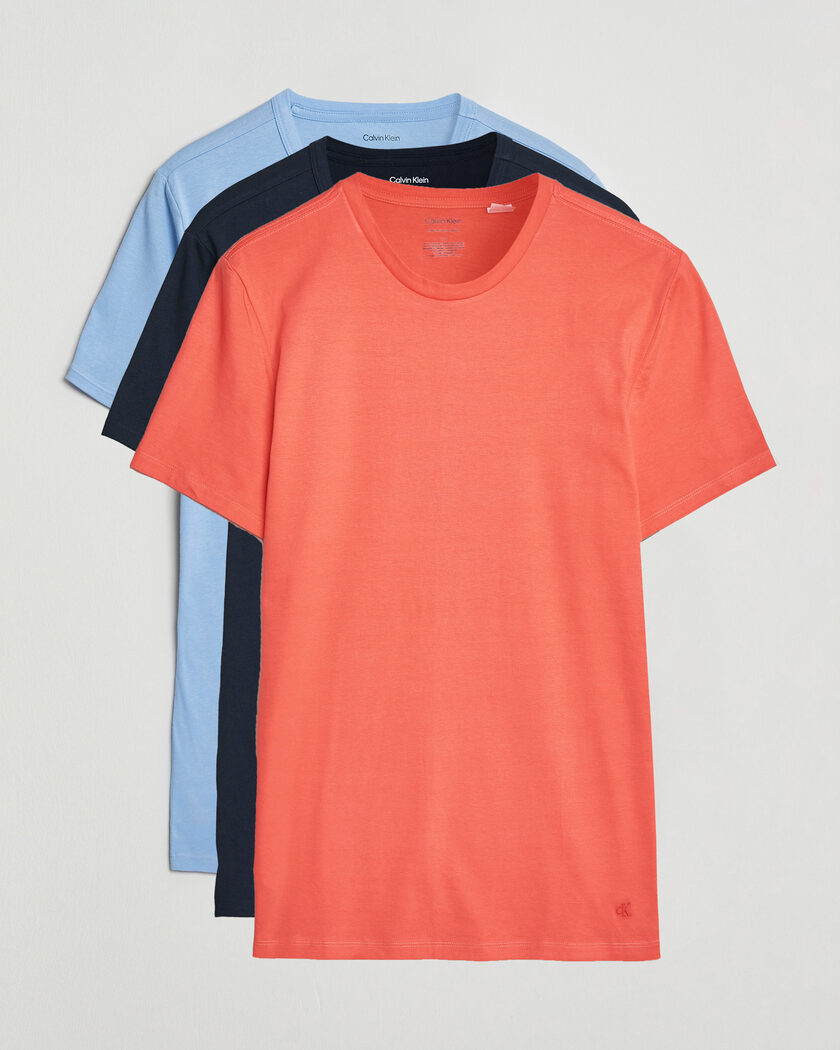 Calvin Klein 3-Pack Cotton Crew Neck T-Shirt Navy/Red/Blue – Flerfarvet