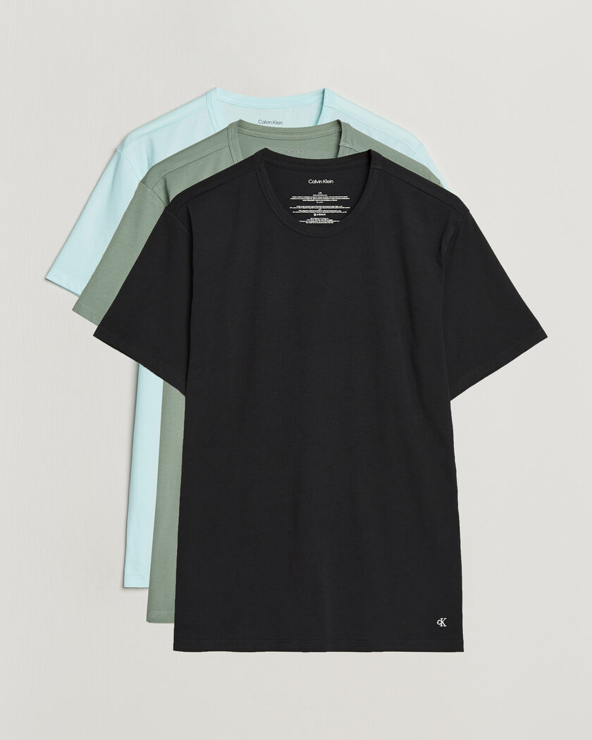 Calvin Klein 3-Pack Cotton Stretch Crew Neck T-Shirt Black/Blue/Green – Flerfarvet