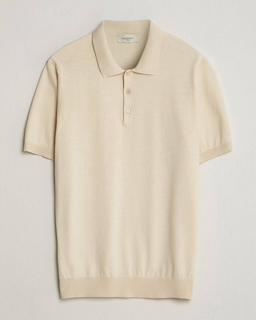 Piacenza Cashmere Short Sleeve Knitted Polo Off White – Hvid