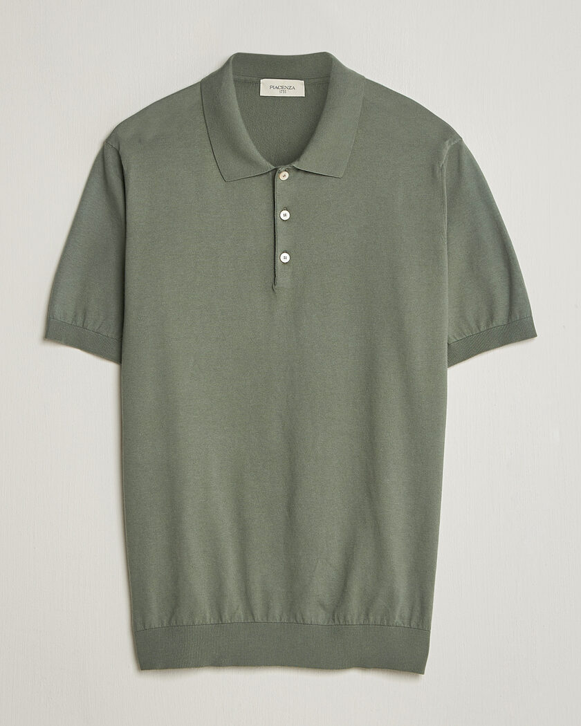 Piacenza Cashmere Short Sleeve Knitted Polo Sage – Grøn