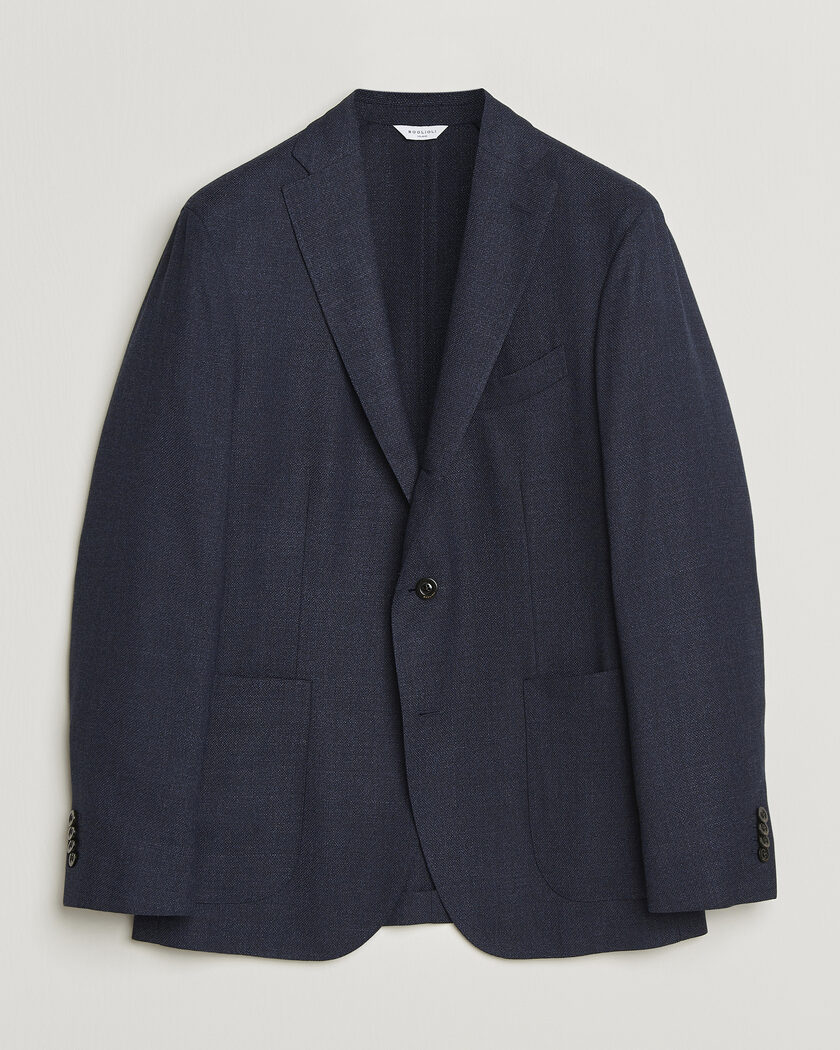 Boglioli K Jacket Wool Hopsack Blazer Dark Blue – Blå