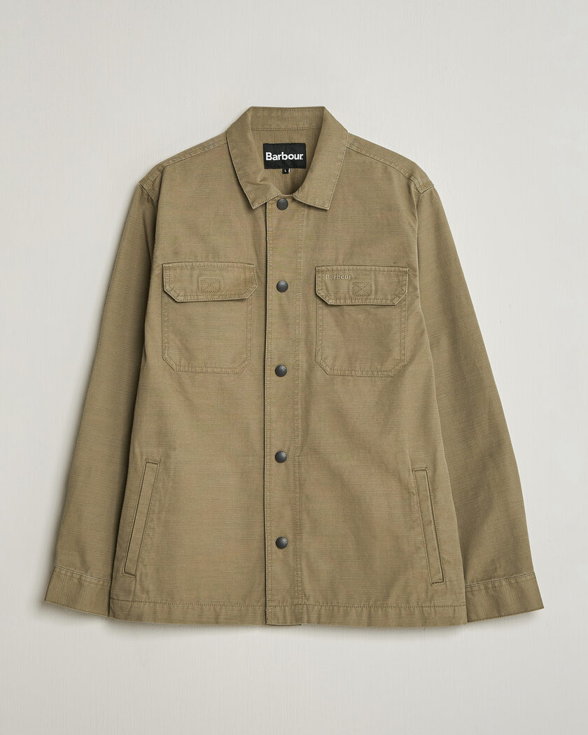 Barbour Lifestyle Draftmen Cotton Slub Overshirt Grey Olive – Grøn