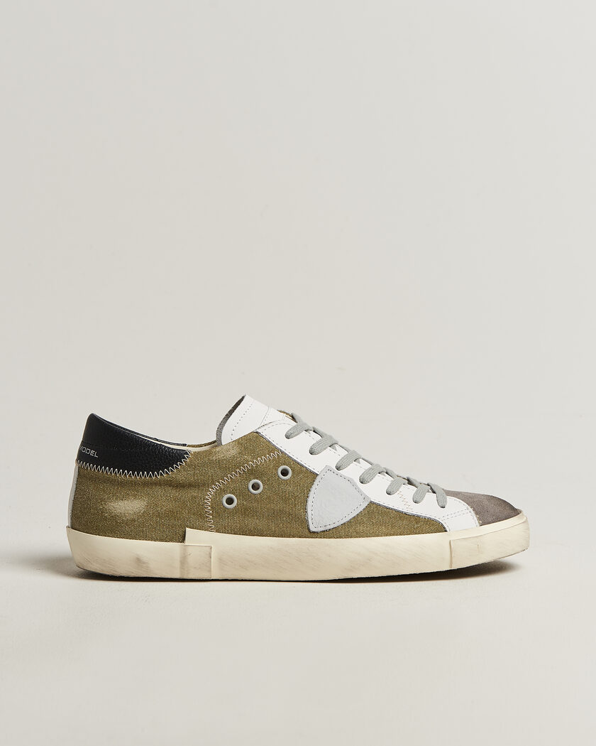 Philippe Model PRSX Low Top Canvas Mix Sneaker Grey/Military – Grå