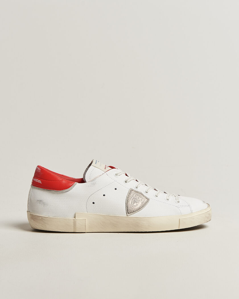 Philippe Model PRSX Low Top Canvas Mix Sneaker White/Red – Hvid