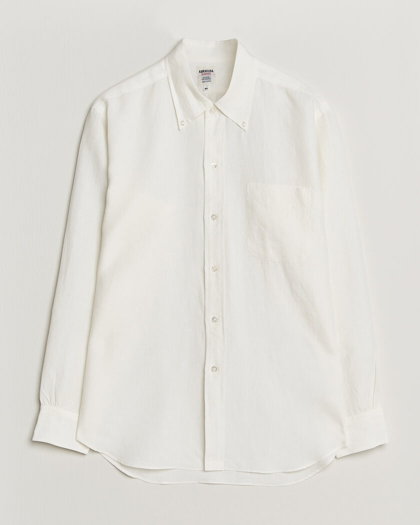 Kamakura Shirts Linen Ametora Shirt White – Hvid