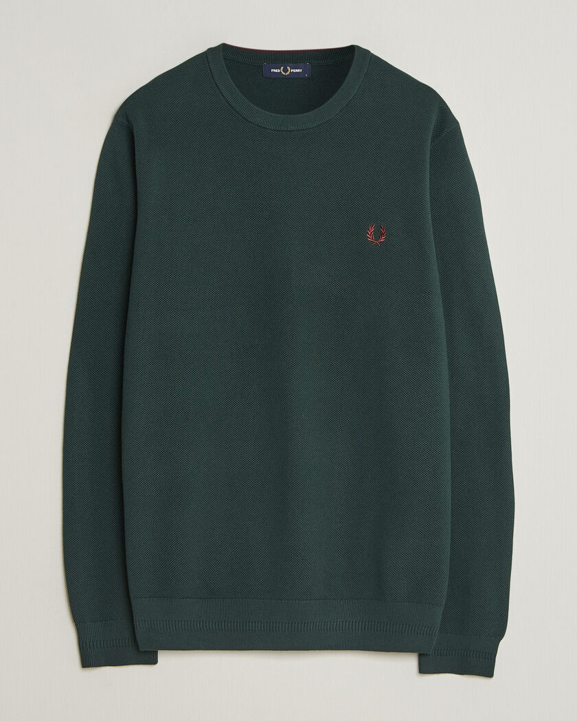 Fred Perry Piqué Stitched Sweater Grassroots Green – Grøn