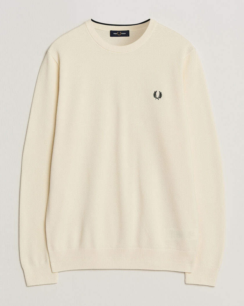 Fred Perry Piqué Stitched Sweater Ecru – Hvid