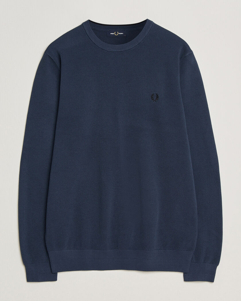 Fred Perry Piqué Stitched Sweater Dark Airforce – Grå