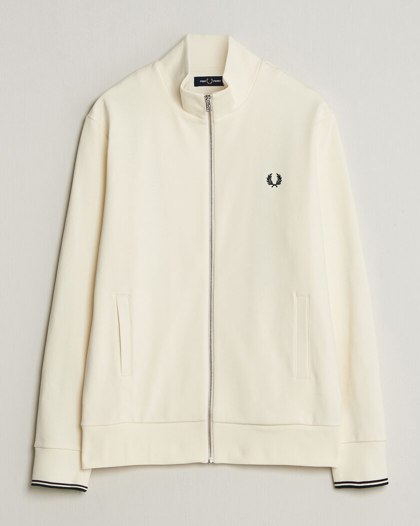 Fred Perry Full Zip Sweatshirt Ecru – Hvid