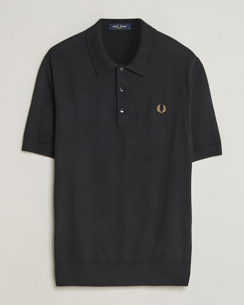  Fred Perry Cotton Knitted Polo Black – Sort