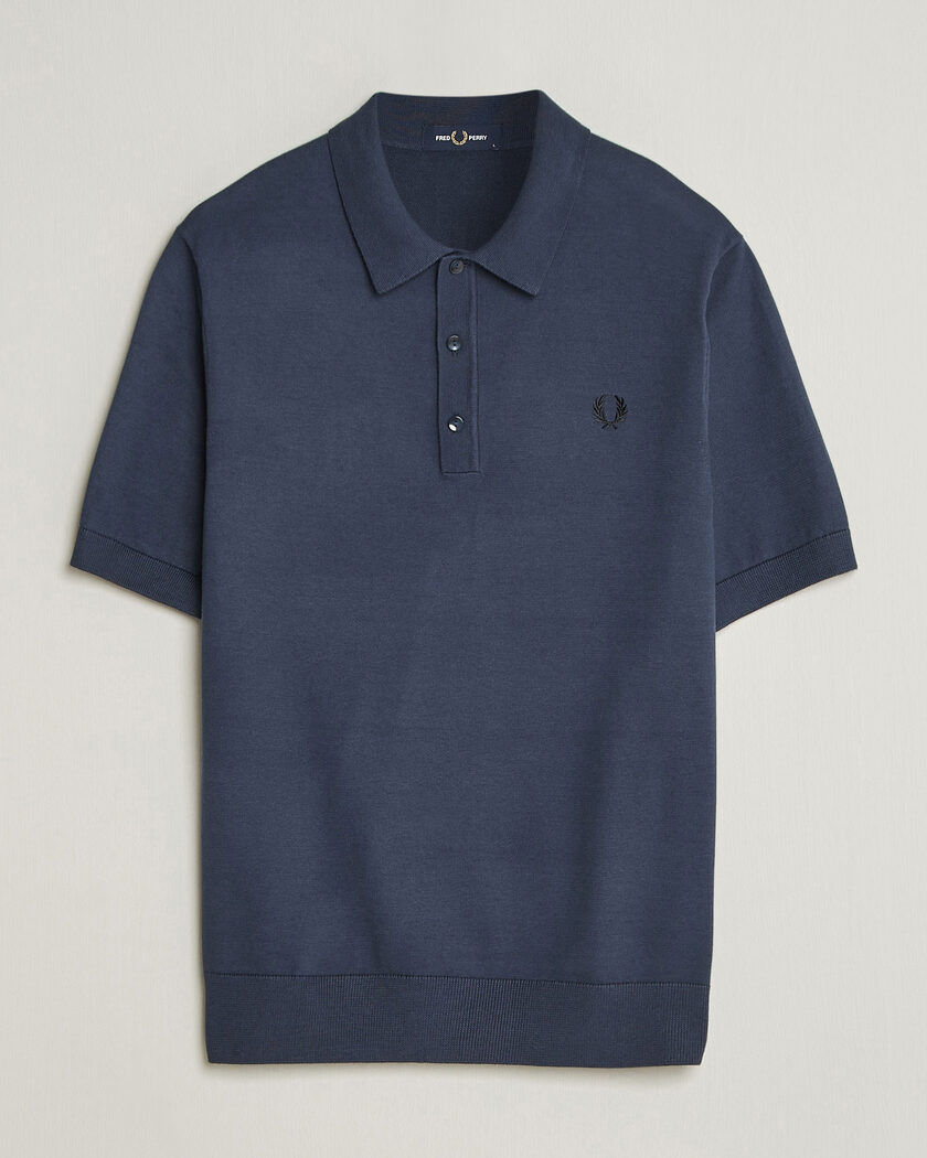 Fred Perry Cotton Knitted Polo Dark Airforce – Grå