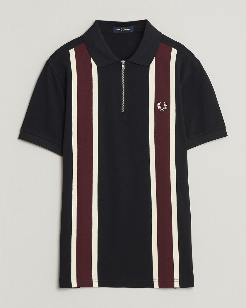 Fred Perry Tramline Half Zip Polo Black – Flerfarvet