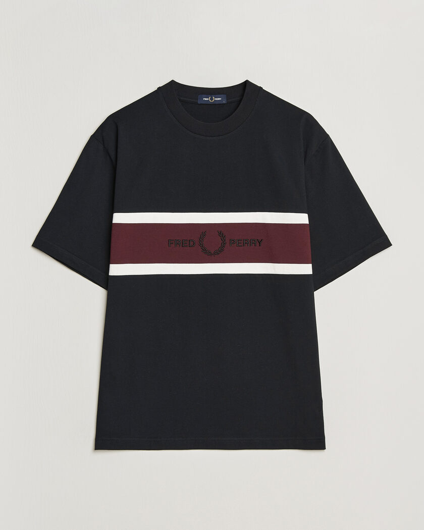 Fred Perry Embroidered Paneled T-Shirt Black – Sort