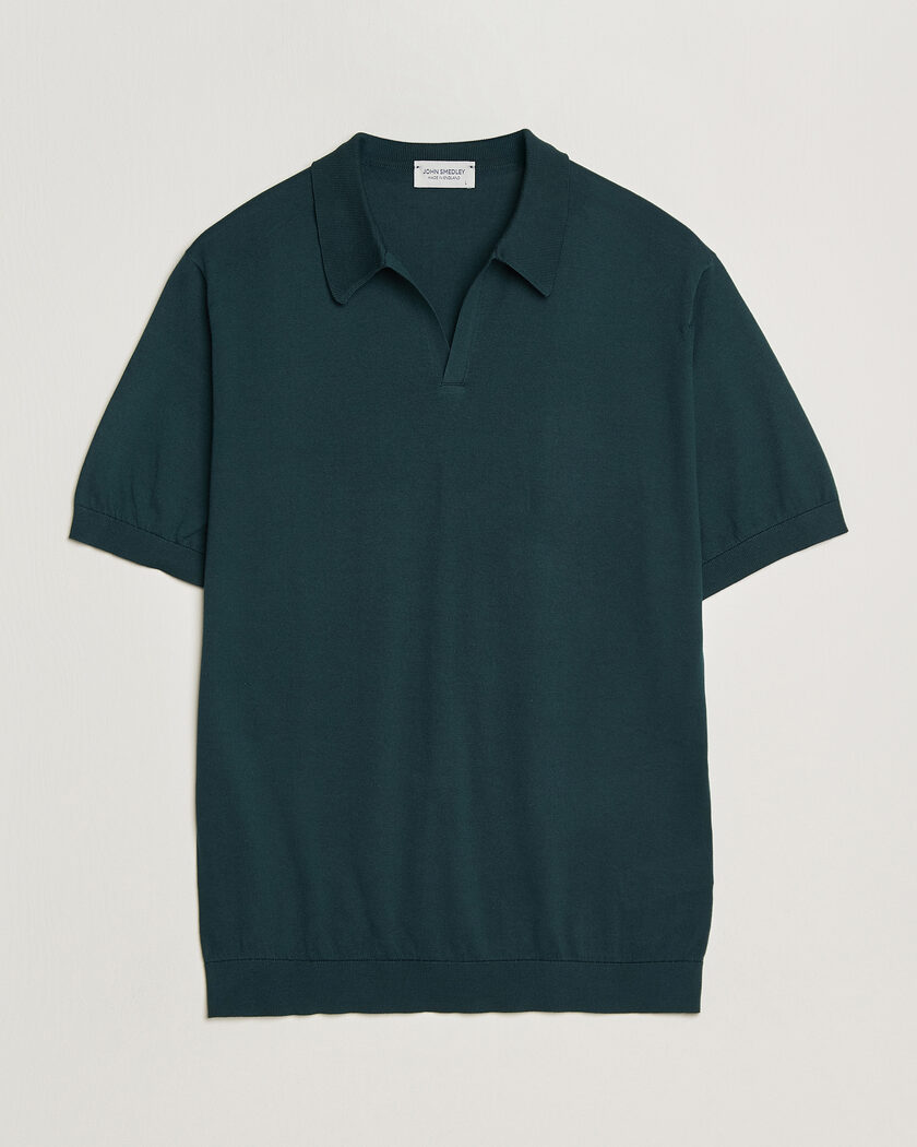 John Smedley Noah Open Collar Sea Island Polo Rainforest – Grøn