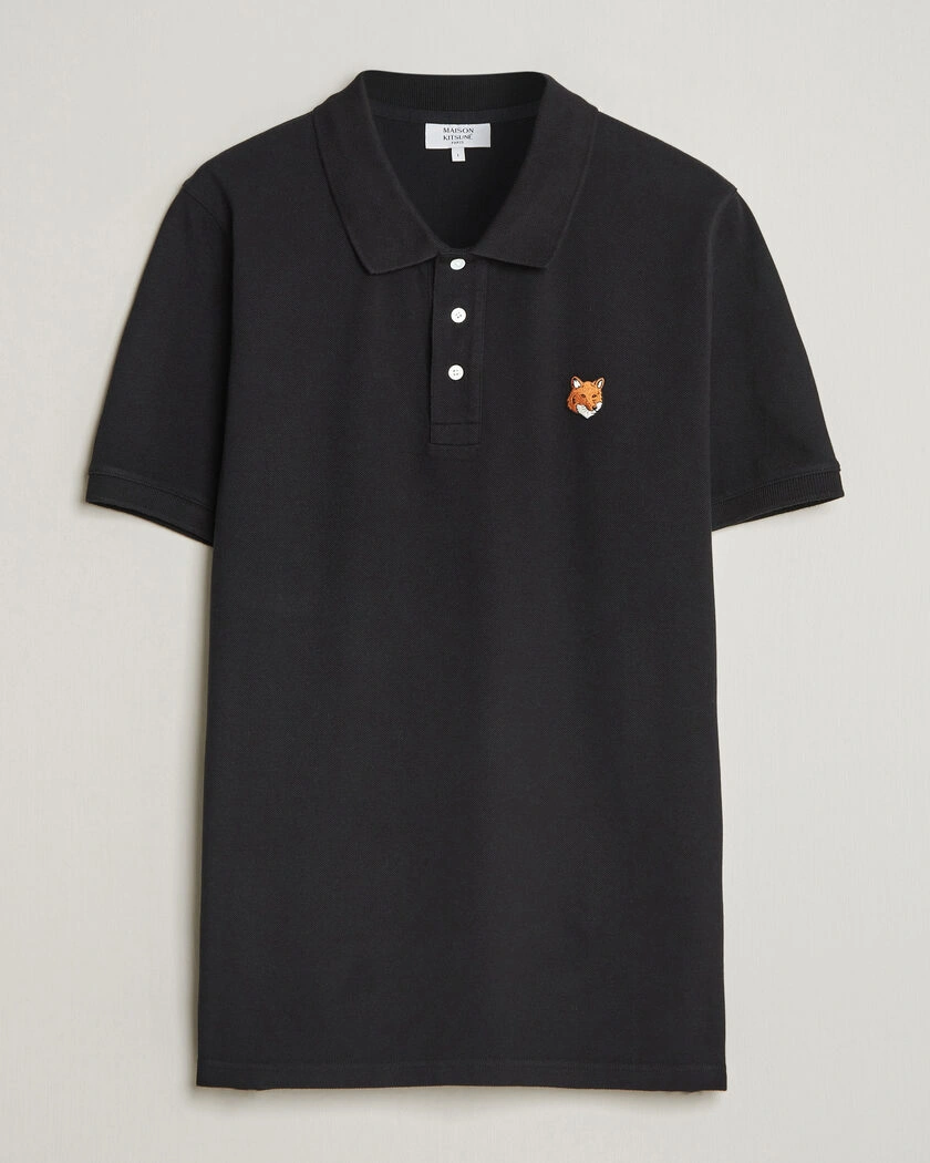 Maison Kitsuné Fox Head Polo Black – Sort