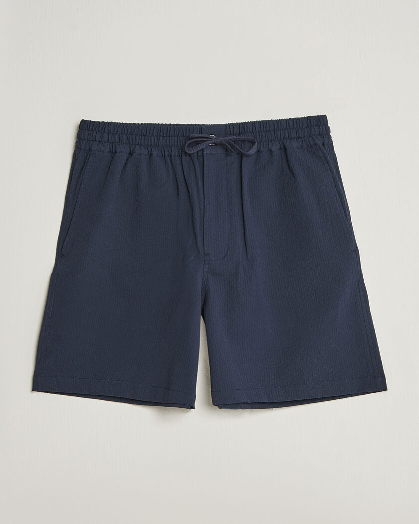 Maison Kitsuné Seersucker Drawstring Shorts Navy – Blå