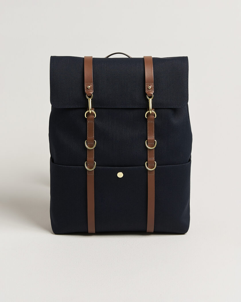 Mismo M/S Nylon Backpack Deep Sea Blue/Cuoio – Blå