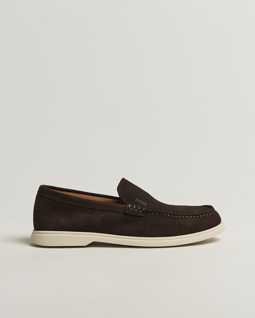 BOSS BLACK Sienne Suede Loafer Dark Brown – Brun