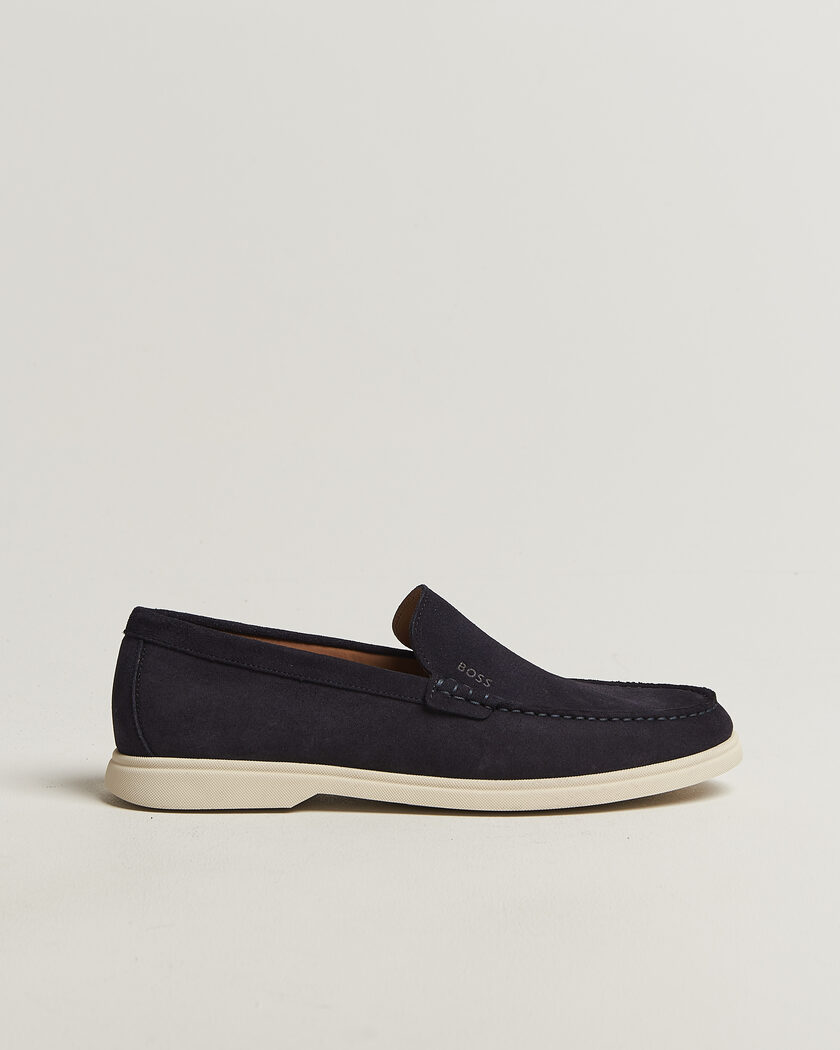 BOSS BLACK Sienne Suede Loafer Dark Blue – Blå