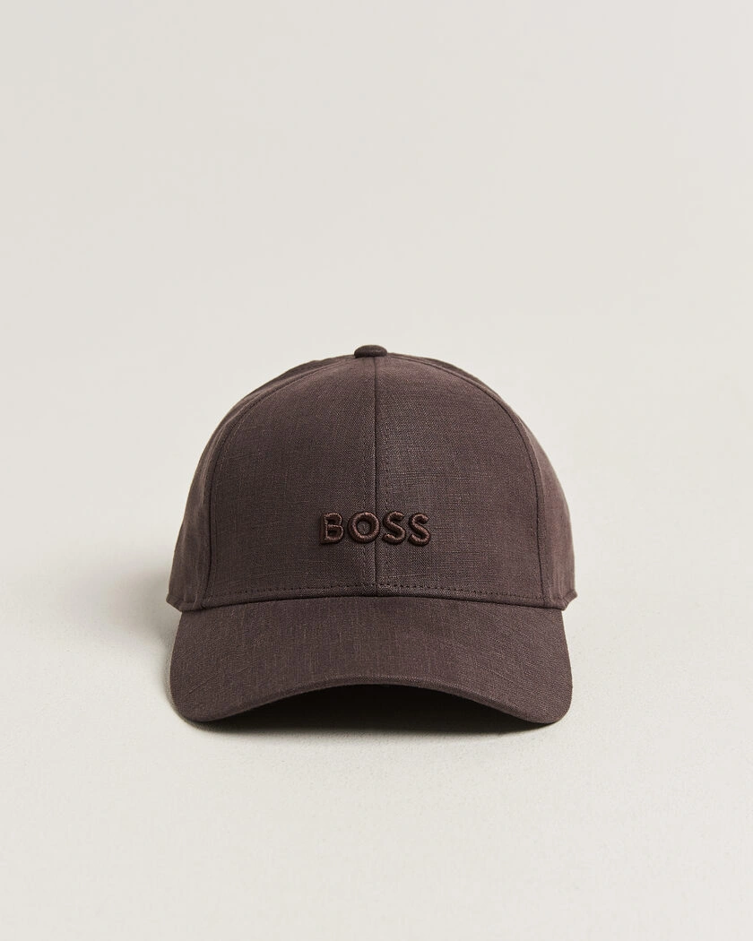 BOSS BLACK Zed Linen Cap Dark Brown – Brun