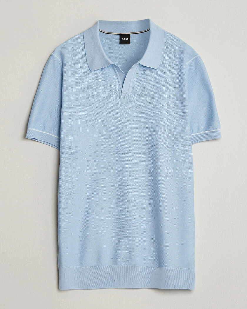 BOSS BLACK Narciso Knitted Polo Light Blue – Blå