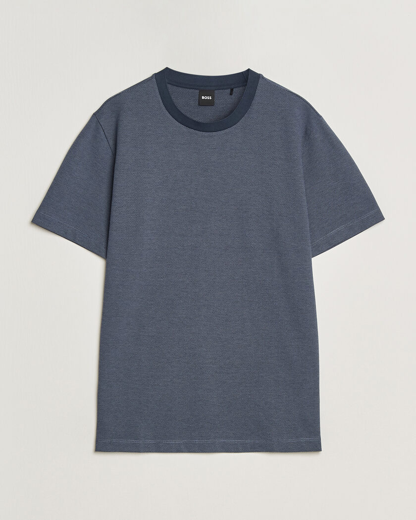 BOSS BLACK Thompson Structured T-Shirt Dark Blue – Blå