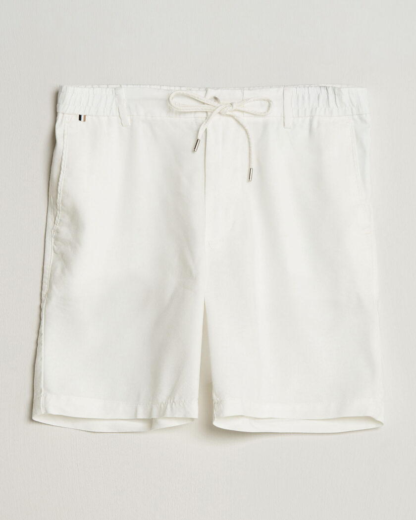 BOSS BLACK Kane Linen Drawstring Shorts White – Hvid