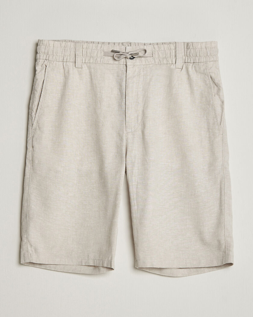 BOSS ORANGE Tapered Linen Drawstring Shorts Open Grey – Grå