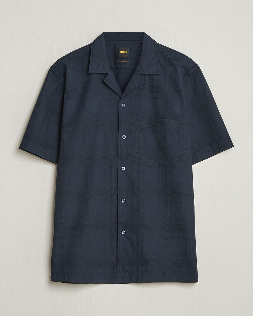 BOSS ORANGE Rayer Cotton Resort Shirt Dark Blue – Blå
