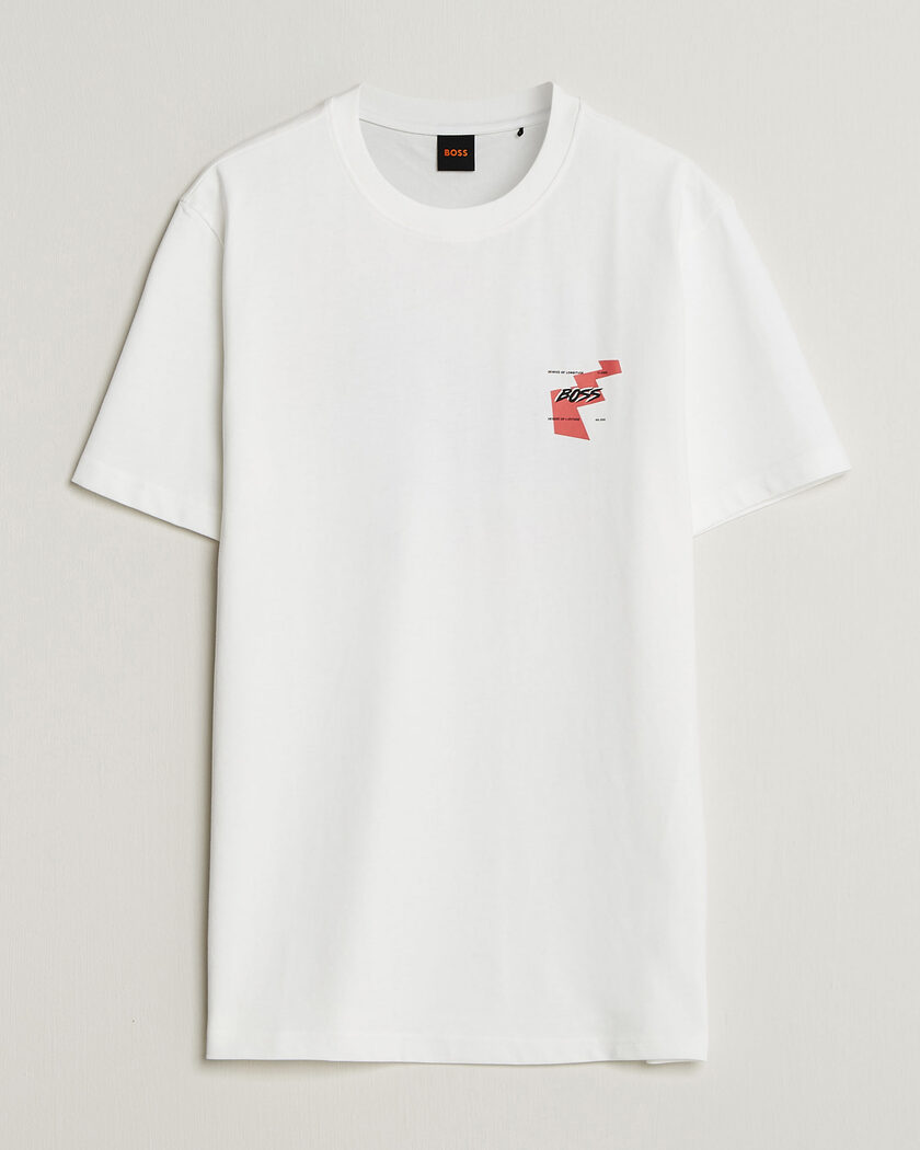 BOSS ORANGE Movement Printed Crew Neck T-Shirt Natural – Hvid